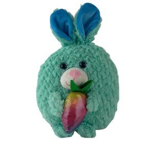 Homerbest Round‎ Bunny Rabbit 10” Plush Rainbow Carrot Aqua Green Glitter Eyes